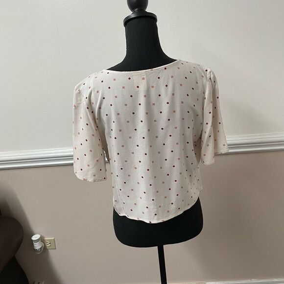 Japna Cream Button Up Tie Front Blouse - Picture 3 of 4